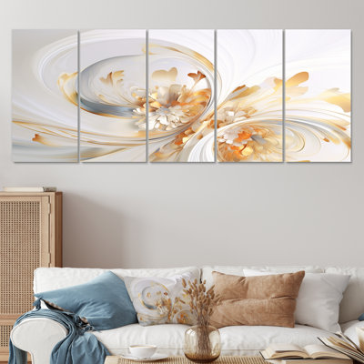 Delicate Touches Of Gold - Spiral Abstract Wall Art for Living Room 5 pièces