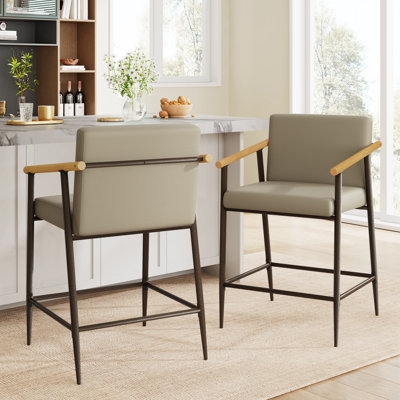 Ensemble de 2 tabourets de bar avec repose-pieds en métal