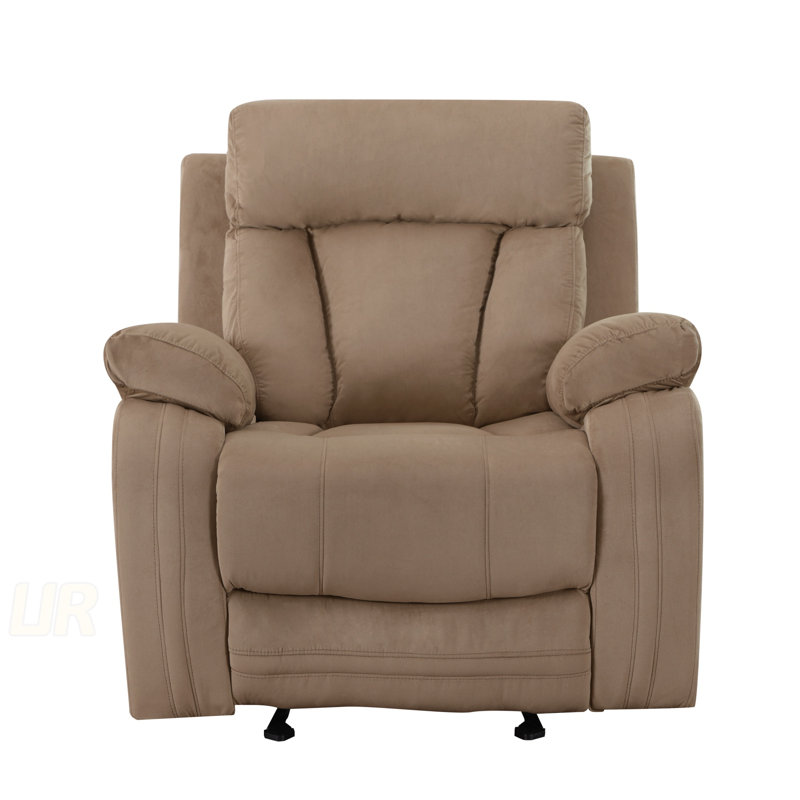 Global United Reclining Transitional Microfiber Fabric Chair With Lumbar Support And Durable Construction, Beige