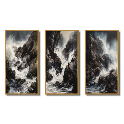 «Crashing Rocky Coastline», 3 pièces sur toile