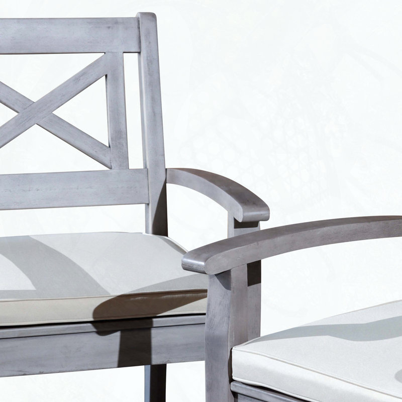Chaises de salle à manger avec coussins en eucalyptus certifiées FSC, ensemble de 2