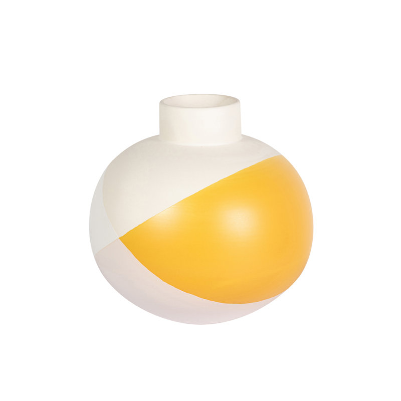 CERAMIC VASE, Beige/Yellow, overall height- 23cm