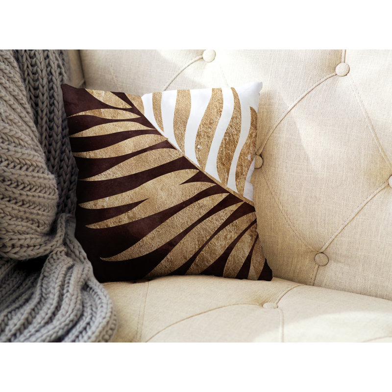 Floral Outdoor Reversible Throw Pillow, 19W" x 19H", Brown/Gold/White
