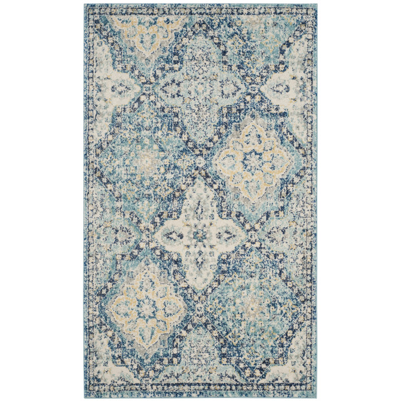 Tapis bleu clair / ivoire Osakis, Rectangulaire 3 pi x 5 pi