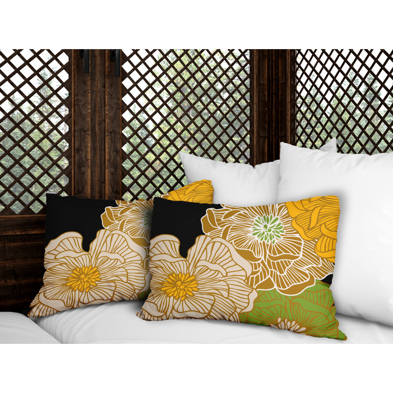 Polyester / Mélange de polyester Housse de coussin rectangulaire intérieure / extérieure lombaire et insert, Or