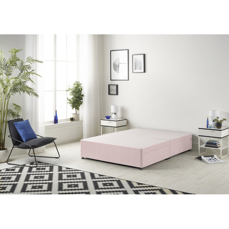 Dennishia Sprung Memory Foam Divan Bed Set with Headboard, No Drawer, Pink, Small Double (4')