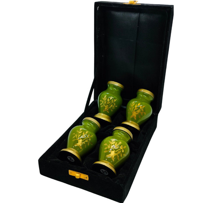 Gold Tree of Life on Black -  Unique design Keepsakes Set of 4 for Ashes, Green