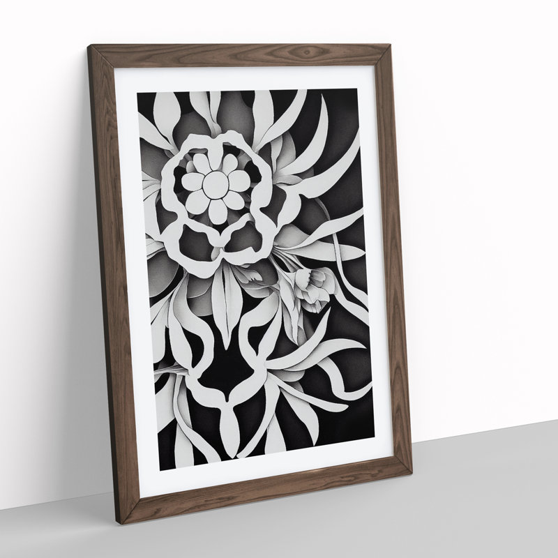 The Adventurous Flower - Single Picture Frame Print, 46cm H x 34cm W x 2cm D, Walnut Framed