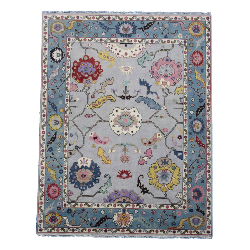 Tapis argenté 8 x 10 Oushak