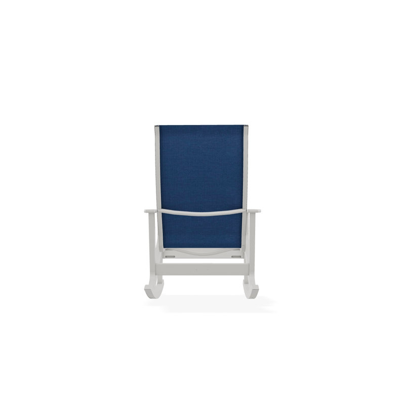 Wexler Polymer Outdoor Lounge Chair, Snow, Cobalt 35D Sunbrella®