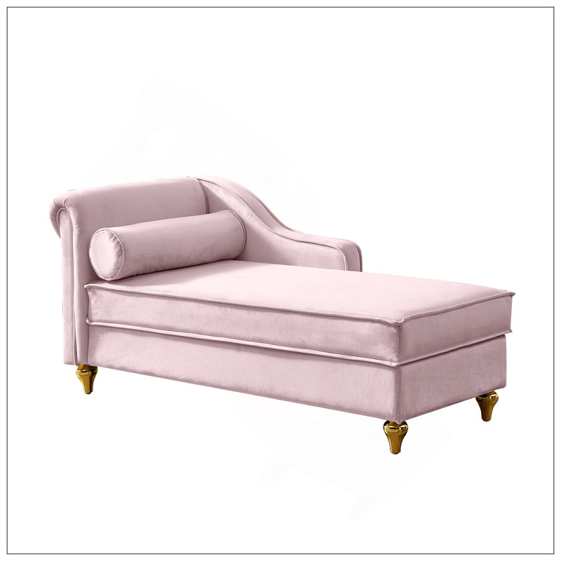 Chaise longue moderne avec revêtement en velours, Rose