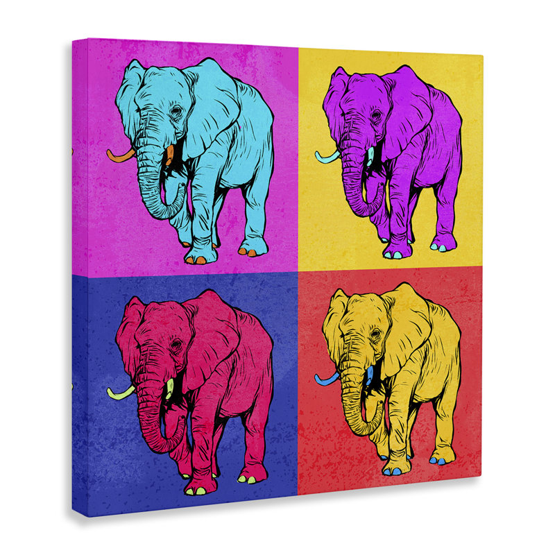 "Bold Pop Elephants", art mural sur toile par Ziwei Li, H 30 po x l 30 po