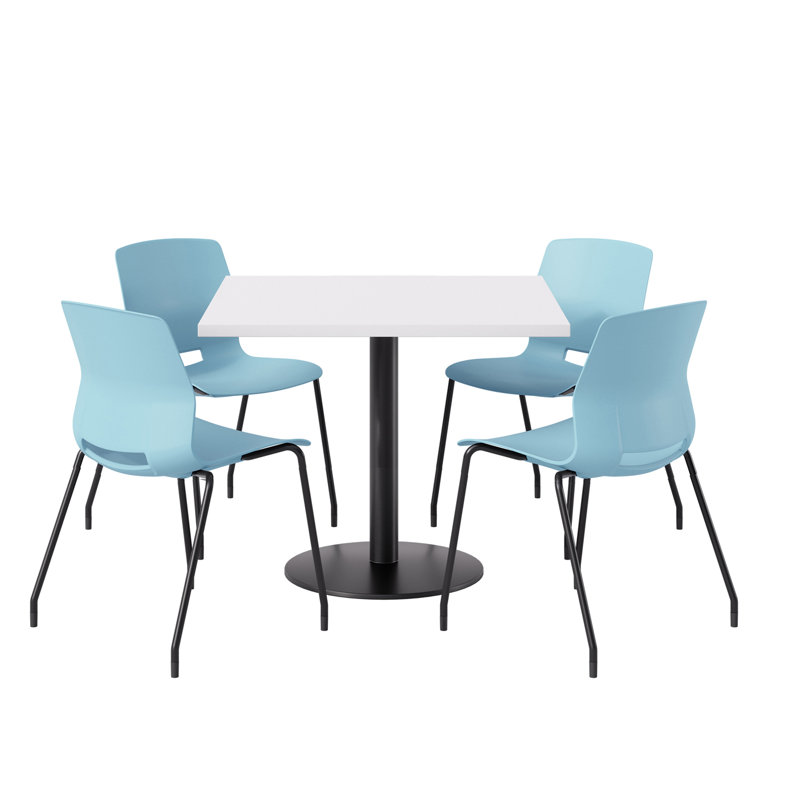 Ensemble repas pour 4 personnes à hauteur de bar, H 41 po x L 36 po x l 36 po, Blanc, Bleu et noir