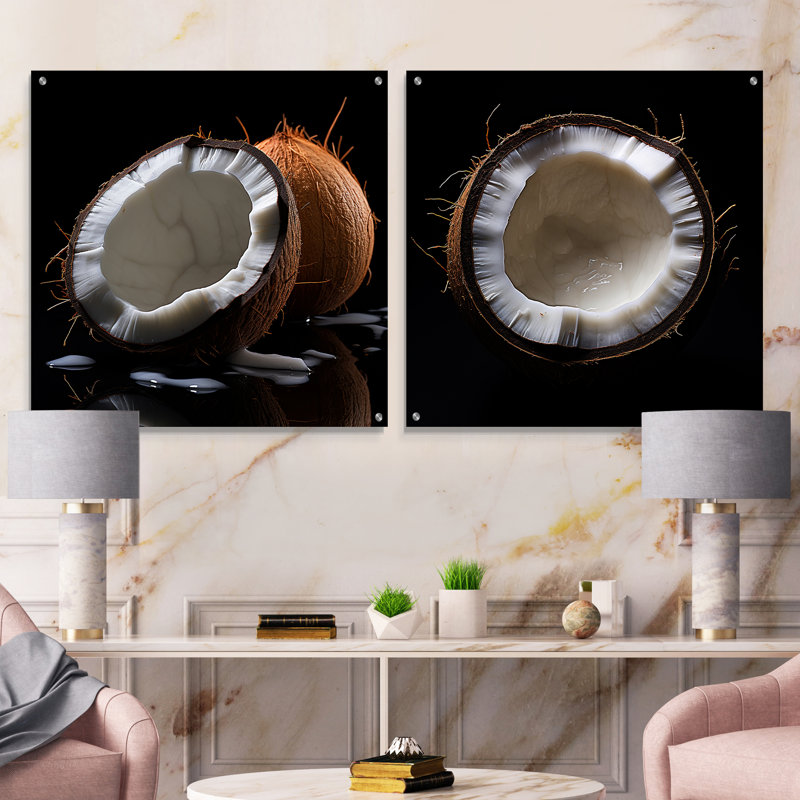 «Midnight Black Coconut Contrast Fruit» - ensemble de 2 verres muraux en acrylique, H 16 po x l 33 po