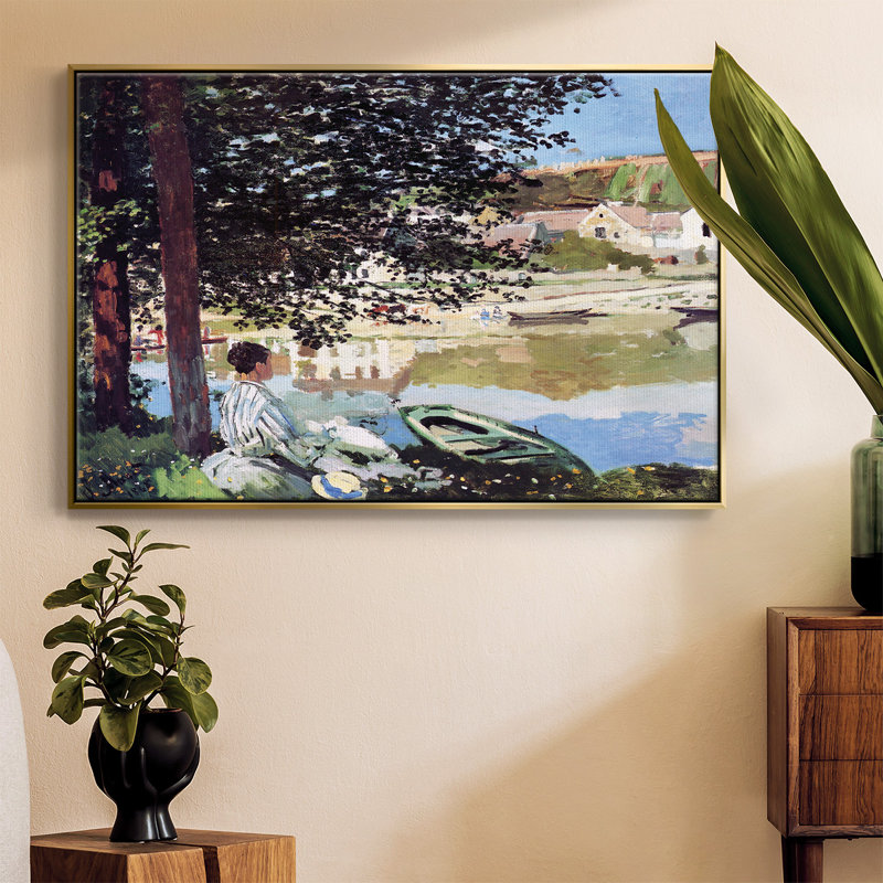 Monet, H 41 po x l 27 po x P 2 po, Toile avec cadre flottant or