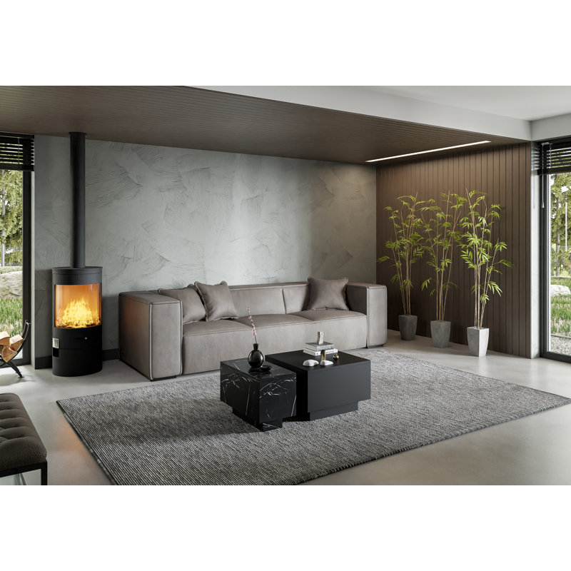 Coffee Table Caoilainn with Storage Compartments, 40cm H x 30cm L x 60cm W, Black