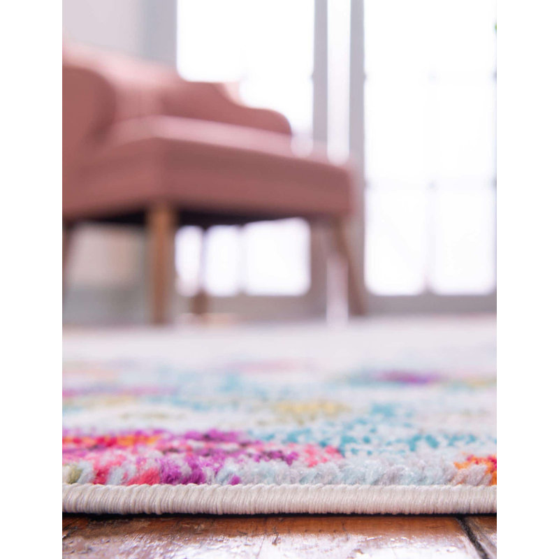 Cariel Washable Abstract Indoor Rug, Round 3'3"