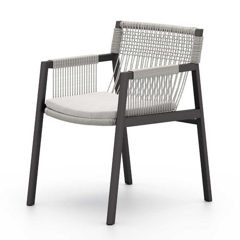 Shuman Outdoor Dining Armchair, Stone Gray