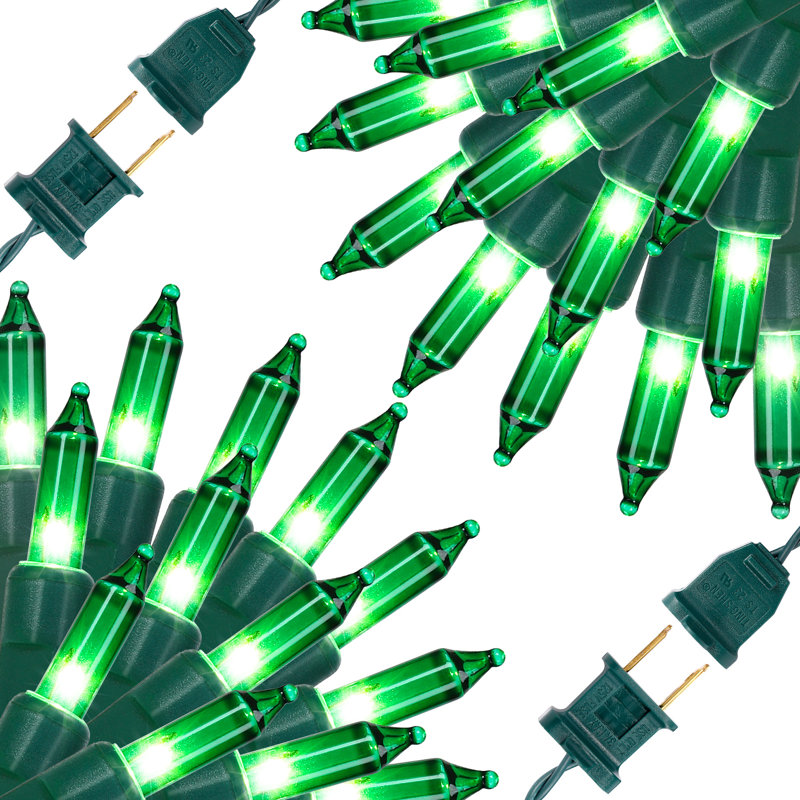 Guirlande de Noël 200 ampoules (2x100), fil vert 53 pi | Arbre de Noël intérieur / extérieur et lumières de brousse pour la décoration des Fêtes