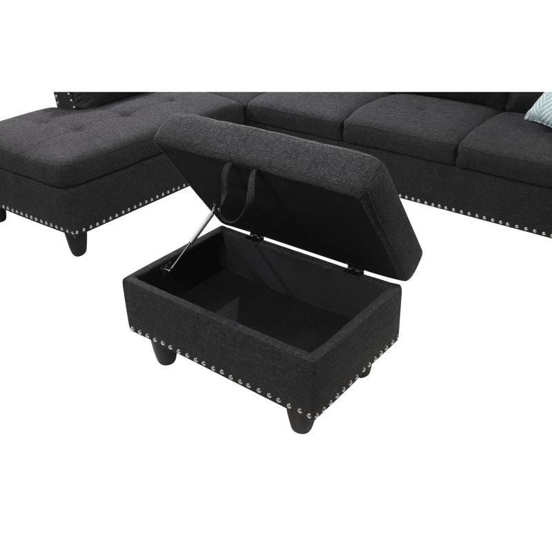 Latitude Run® Rivet - Trimmed L - Shaped Sofa | Wayfair