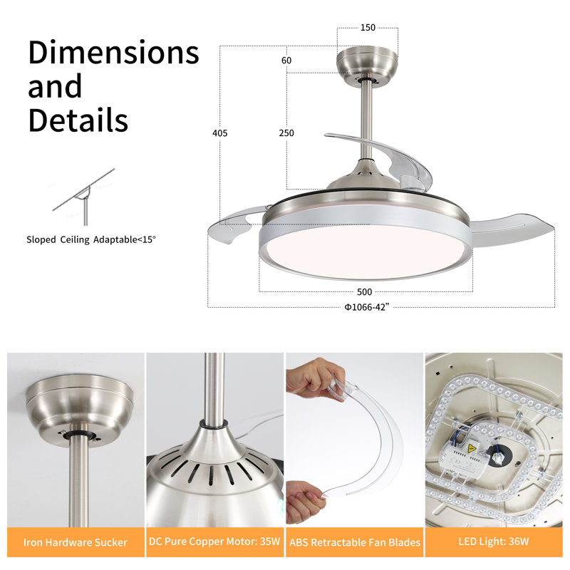 Beilin Ceiling Fan with LED Lights