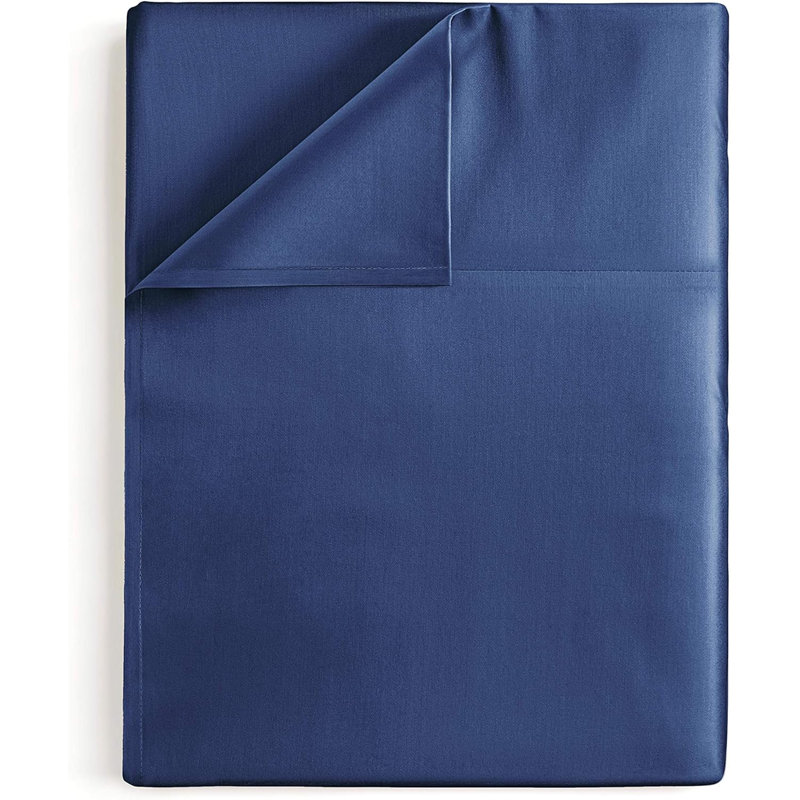 Soft Flat Sheet – Cooling, Breathable & Wrinkle Free Top Sheet, Full, Blue Navy
