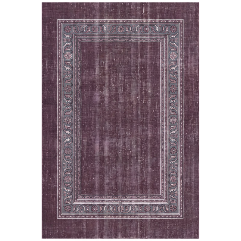 Rowan2 Modern Distressed Solid Gray White Machine Washable Non-Slip Low Pile Indoor Outdoor Pet Friendly Living Room Bedroom Dining Room Entryway Hallway Office Area Rug