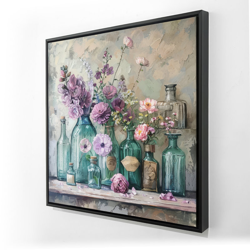 Nature morte - Toile encadrée blanche pour une décoration intérieure élégante, H 25,25 po x l 25,25 po