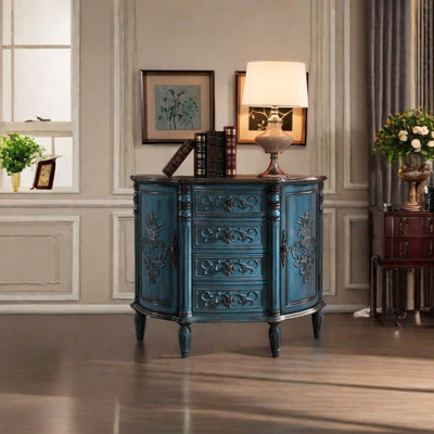 European Style Half-Round Storage Accent Cabinet