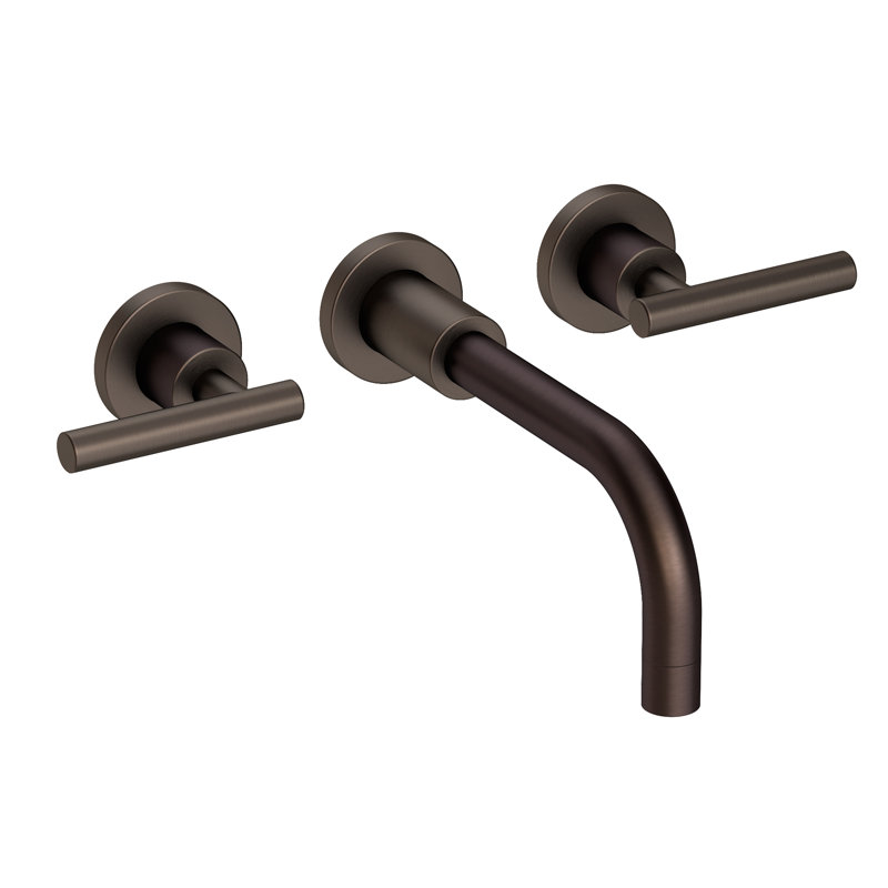 East Linear Wall Mount Bathroom Faucet, English Bronze