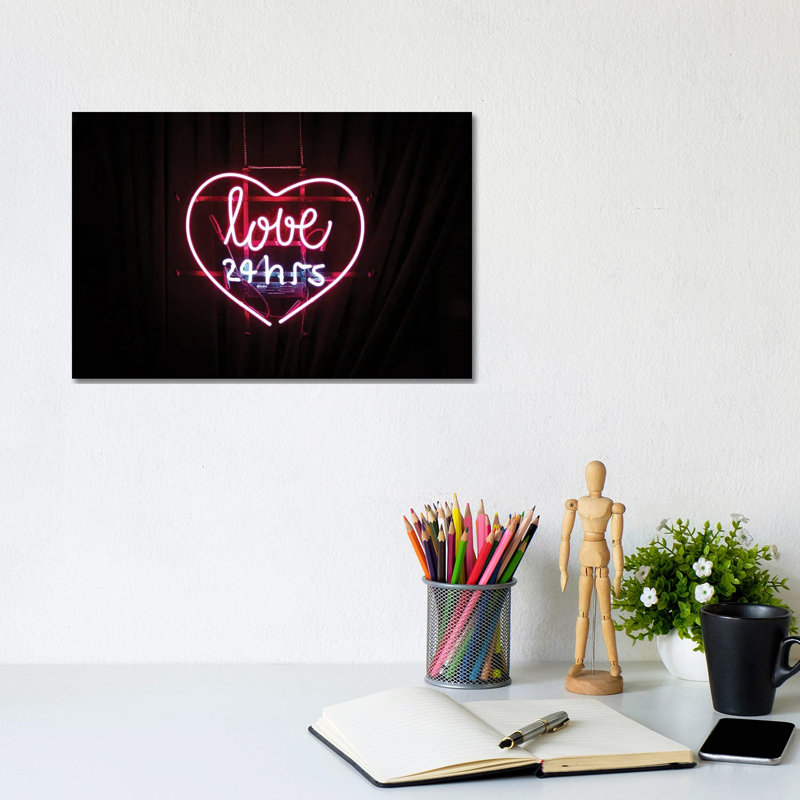 Love Neon Sign by Mambo Art Studio - Wrapped Canvas Print, 20.32 cm H x 30.48 cm W