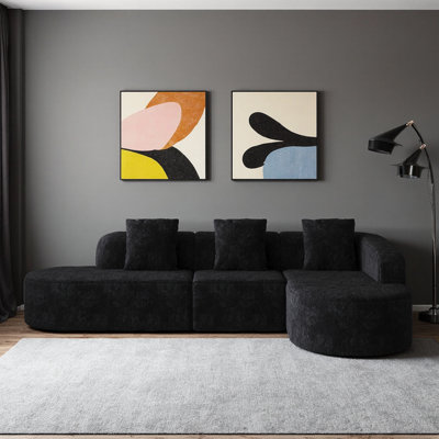 Effortless Elegance Curved L-Shape Sofa Set with and Wide Chaise
