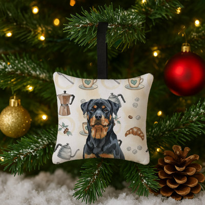 Ornement carré en tissu Rottweiler
