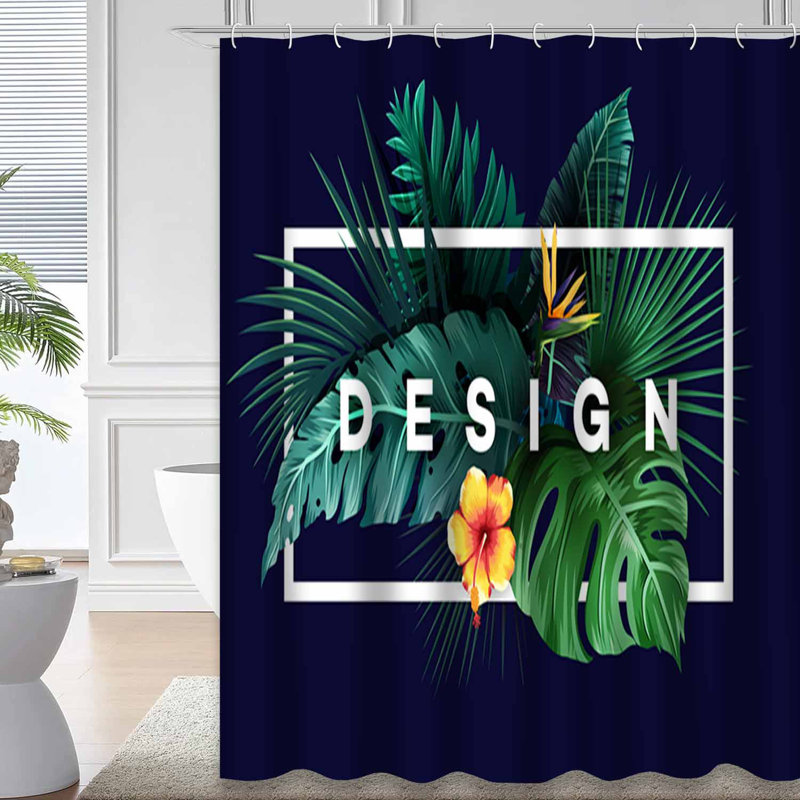 Rideau de douche avec 12 crochets Beach Palm Tree, L 72 po x l 78 po