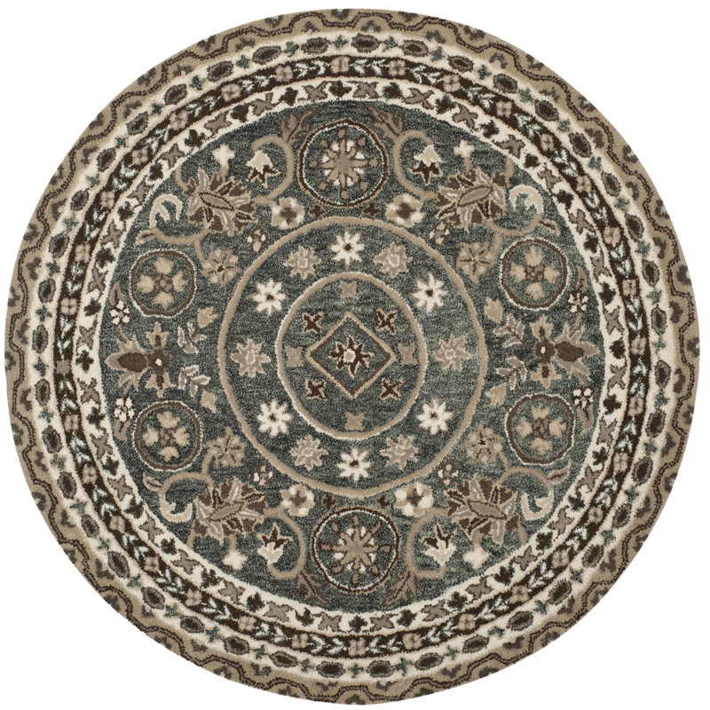 Shillington Hand Tufted Wool Oriental Rug, Round 5'
