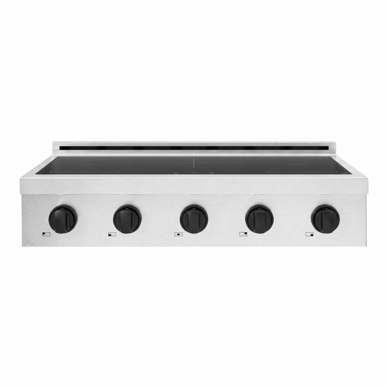 ZLINE Autograph 36 in. Paramount Induction Rangetop w/ 5 Elements in Satin Steel and Black Accents, Matte Black