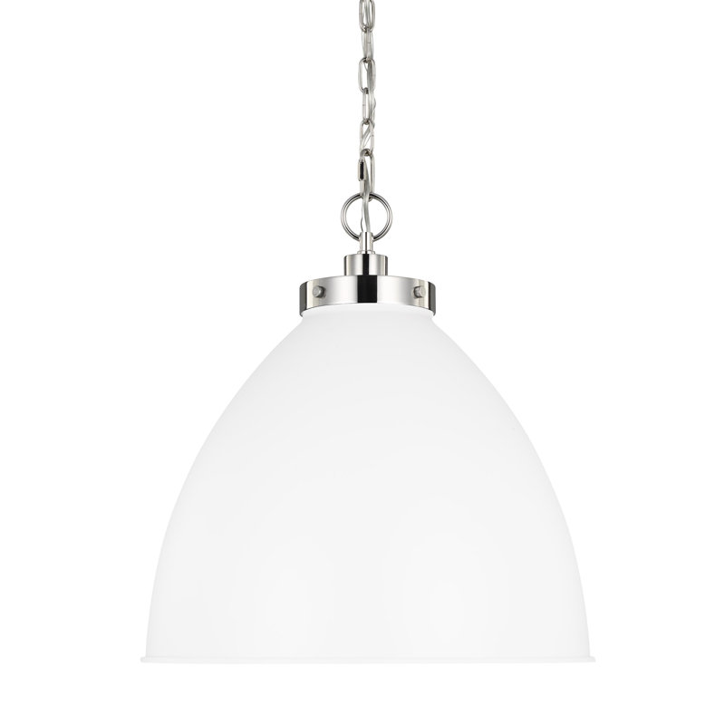 Wellfleet 1 - Light Pendant, Matte White, 19.5" H x 17.5" W x 17.5" D, Polished Nickel