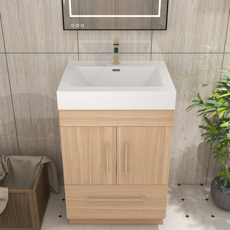 24" Single Bathroom Vanity Set, Champagne Oak