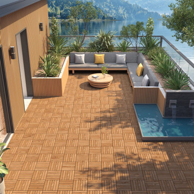 12" x 12" Solid Wood Interlocking Deck Tile
