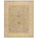 Oushak Oriental Hand-Knotted Wool Soft Green/Ivory Area Rug