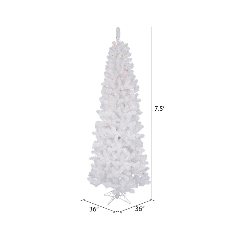 Sparkle White Spruce Pencil Artificial Christmas Tree, 7.5' H, ClearDura-Lit® Incandescent