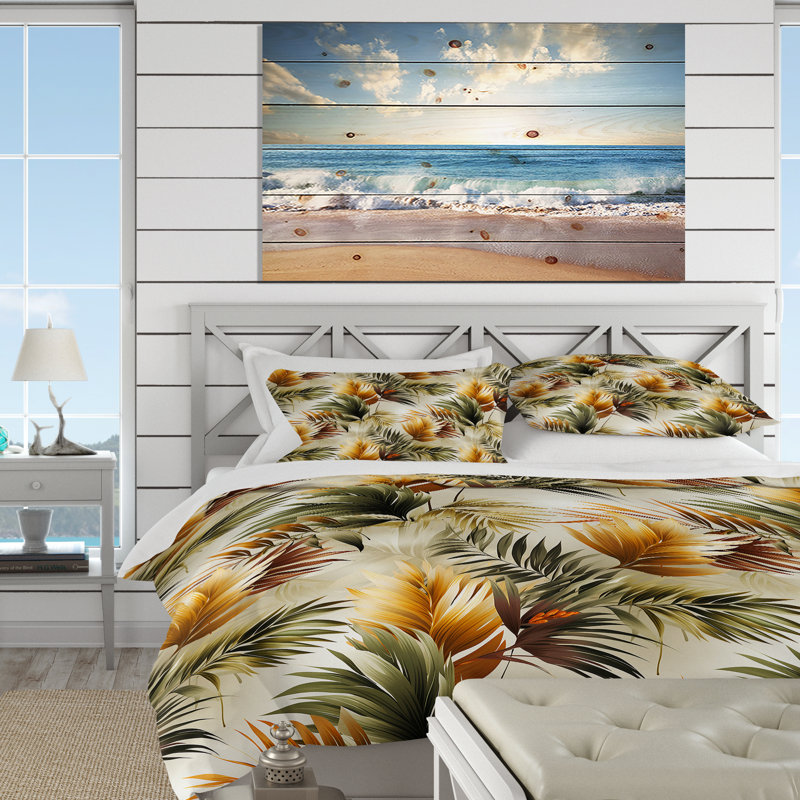 Literie à motif géométrique tropical, Housse de couette pour très grand lit et 2 très