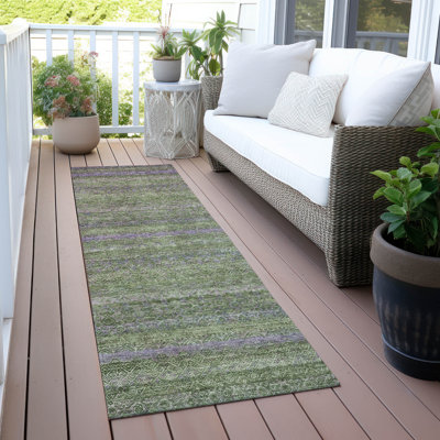Tapis olive intérieur / extérieur lavable à la machine Xhevrie
