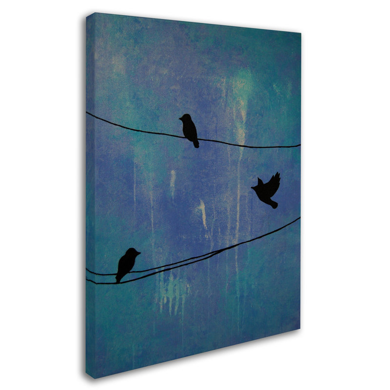 « oiseaux arrive », reproduction d’art sur toile tendue, H 47 po x l 35 po x P 2 po