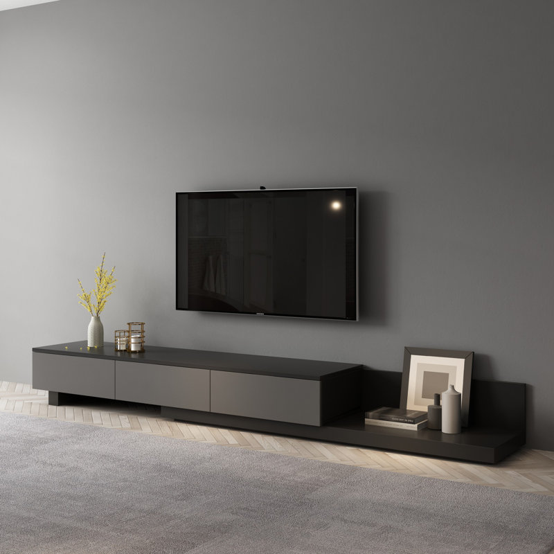 Kesort Extendable TV Stand for TVs up to 85'' with Storage Drawers, Grey/Black
