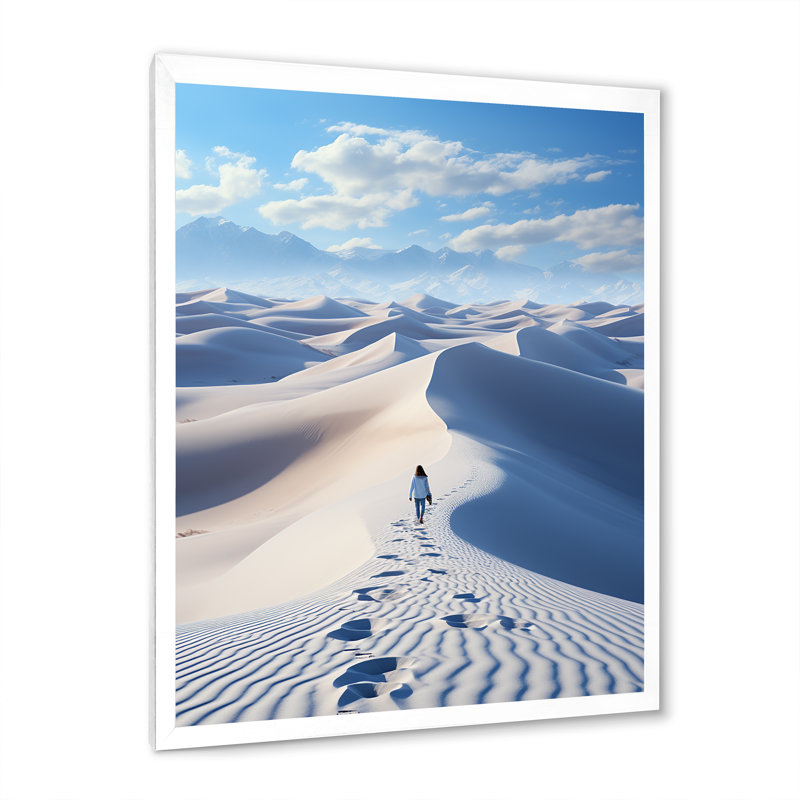 Snow Desert Winters Solitude - impression, H 44 po x l 34 po x P 1,5 po, Cadre photo blanc