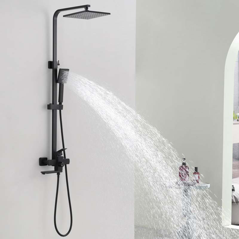 Système de douche de baignoire avec douche à main et ensemble de robinets de douche en acier inoxydable avec barre coulissante