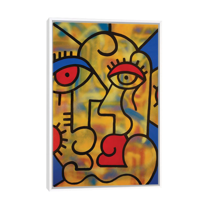 Trippy Couple by Billy The Artist - Print on Canvas, White Framed, 66.04 cm H x 45.72 cm W