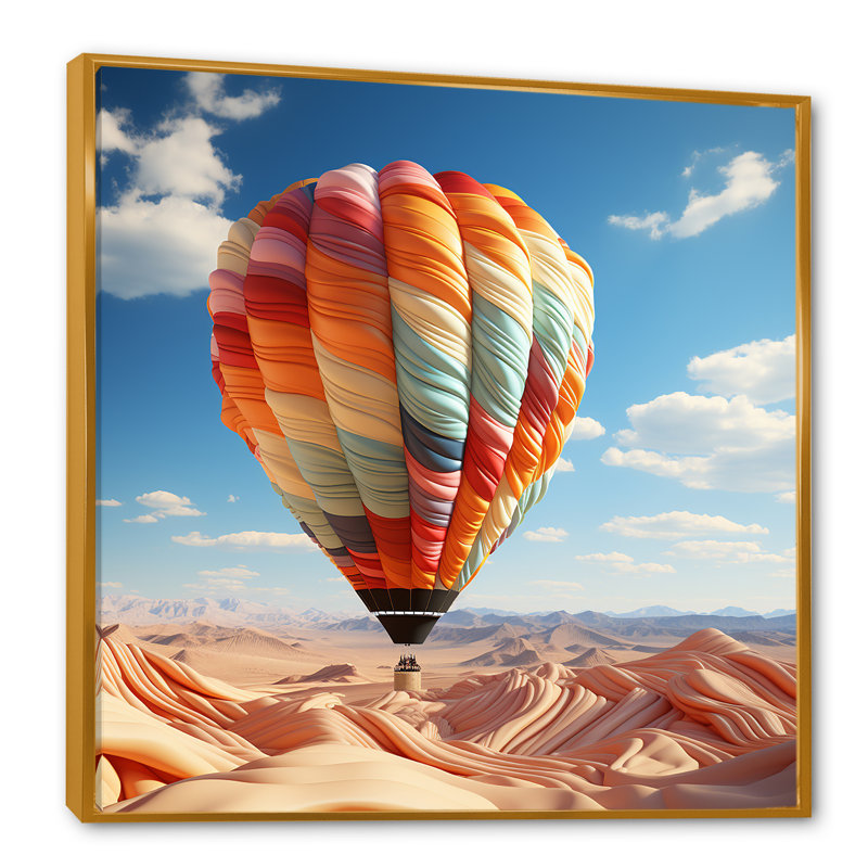 «Abstract Colorful Balloon Soaring II», reproduction sur toile, Cadre flottant doré, H 36 po x l 36 po x P 1,5 po