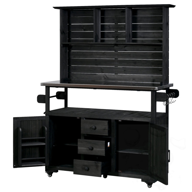 Banc de rangement avec roues verrouillables et huche, Black